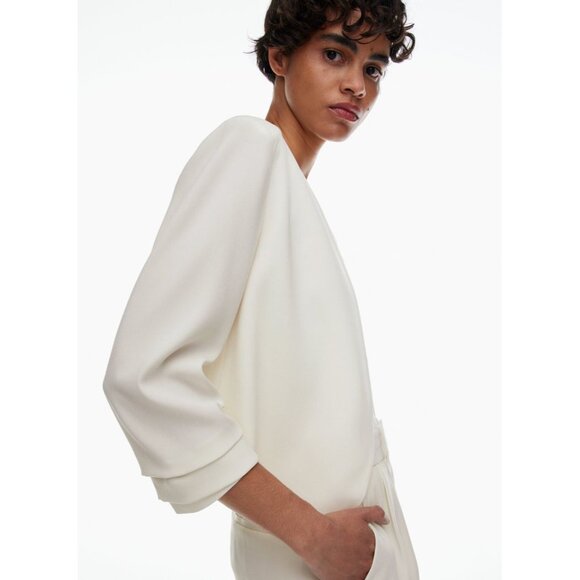 Aritzia BABATON Power Waist Black Crepe Open Cropped Blazer Jacket, Size 4 - Picture 13 of 15